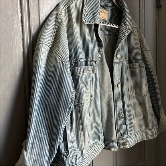 Opal swing railroad Striped Blue Denim Jacket - Picture 5 of 6